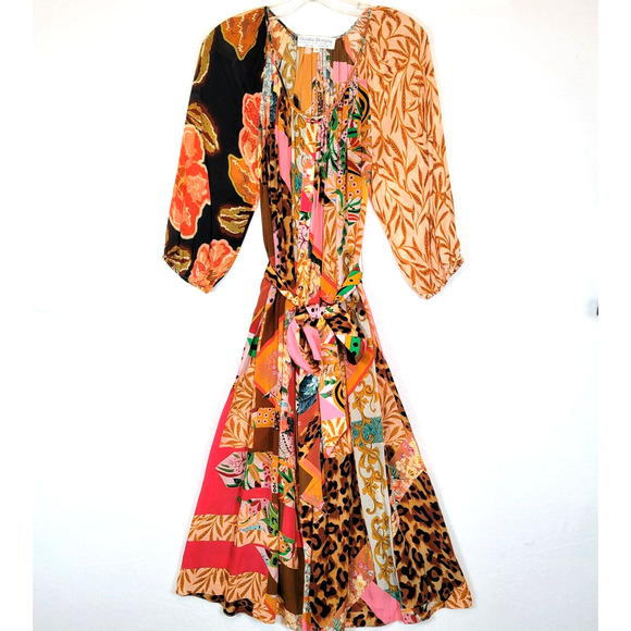 Geisha Designs Womens Animal Button Maxi Dress Size Small Multicolor Geometric - Picture 1 of 7